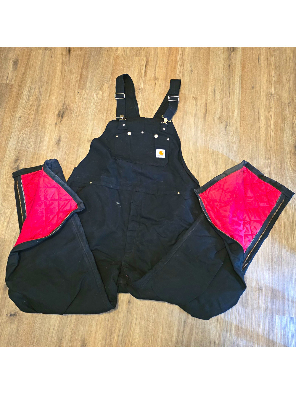 Carhartt R02 BLK Bib Overalls Mens 46x32 USA Quilt Lined Double Knee Black